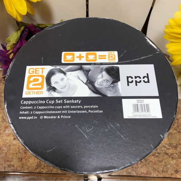 2 Porcelain Sankaty Cappuccino Cups & Saucer Set, by Wooster & Prince - Picture 8 of 10